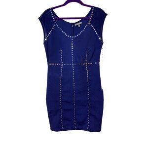 NWT WOW couture navy blue dress with silver accent sequins size L​
